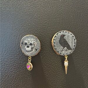 Handmade Skull and Crow magnets